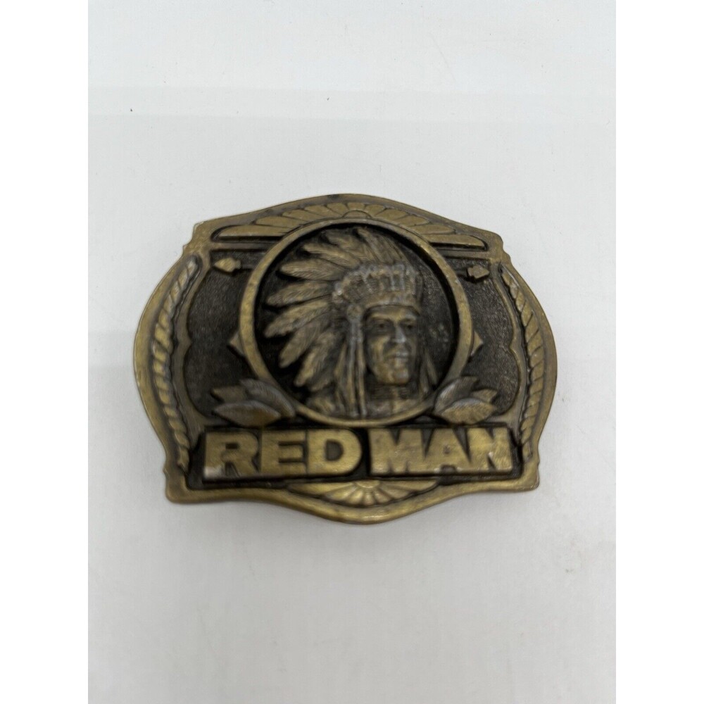 Vintage VTG 1988 Limited Edition Redman Chewing Tobacco Brass Belt Buckle EUC